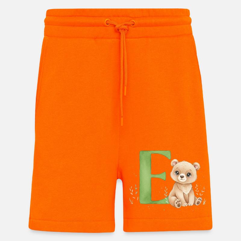 E Teddyn kanssa: Leikkisä kirjain E - Organic Relaxed shortsit Made in EU - SUNSET ORANGE