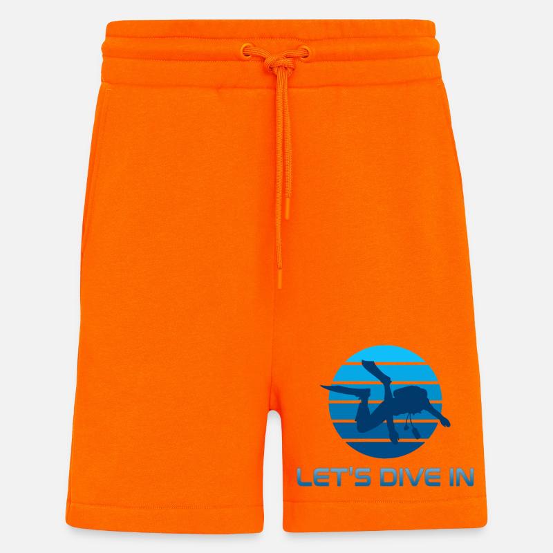 Diver Silhouette in Blue Stripes - Shorts - made by SPREAD - SUNSET ORANGE