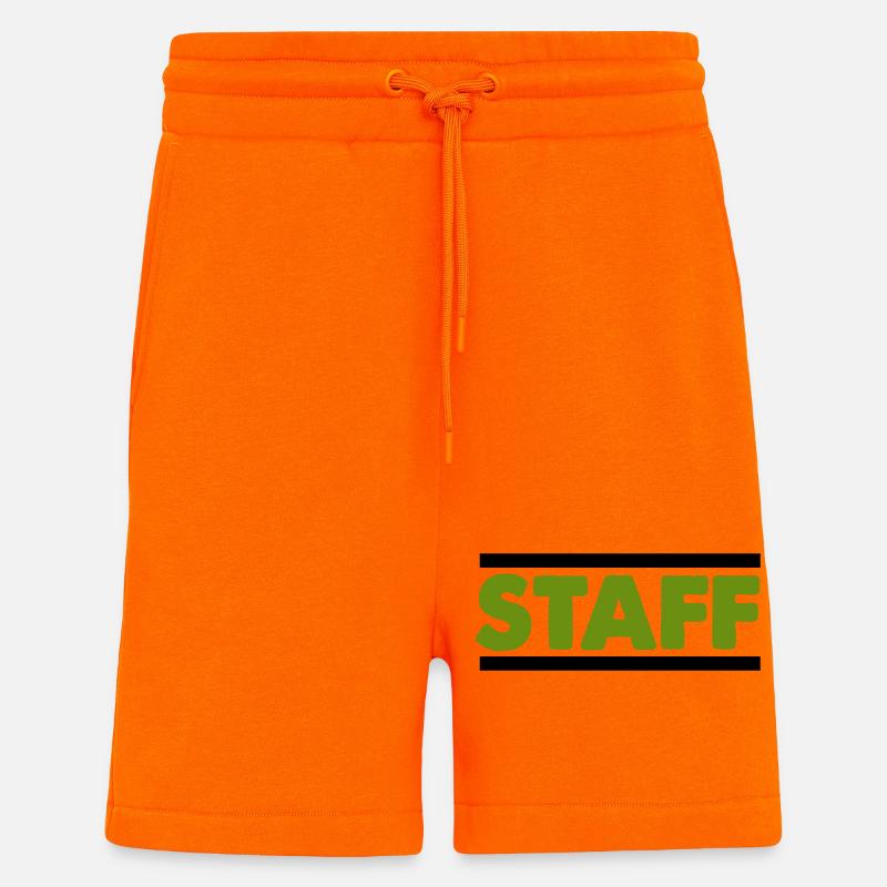 Green Staff Distressed Font - Shorts - made by SPREAD - SUNSET ORANGE