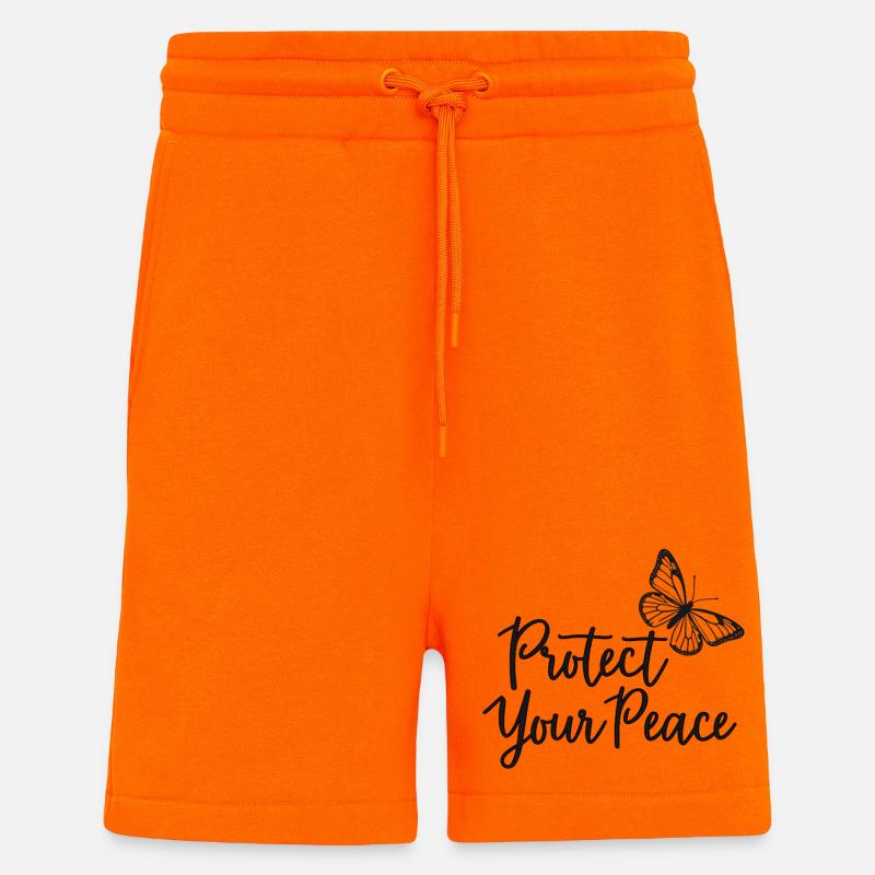 Protégez votre paix papillon paix intérieure - Short bio décontracté fabriqué en UE - SUNSET ORANGE