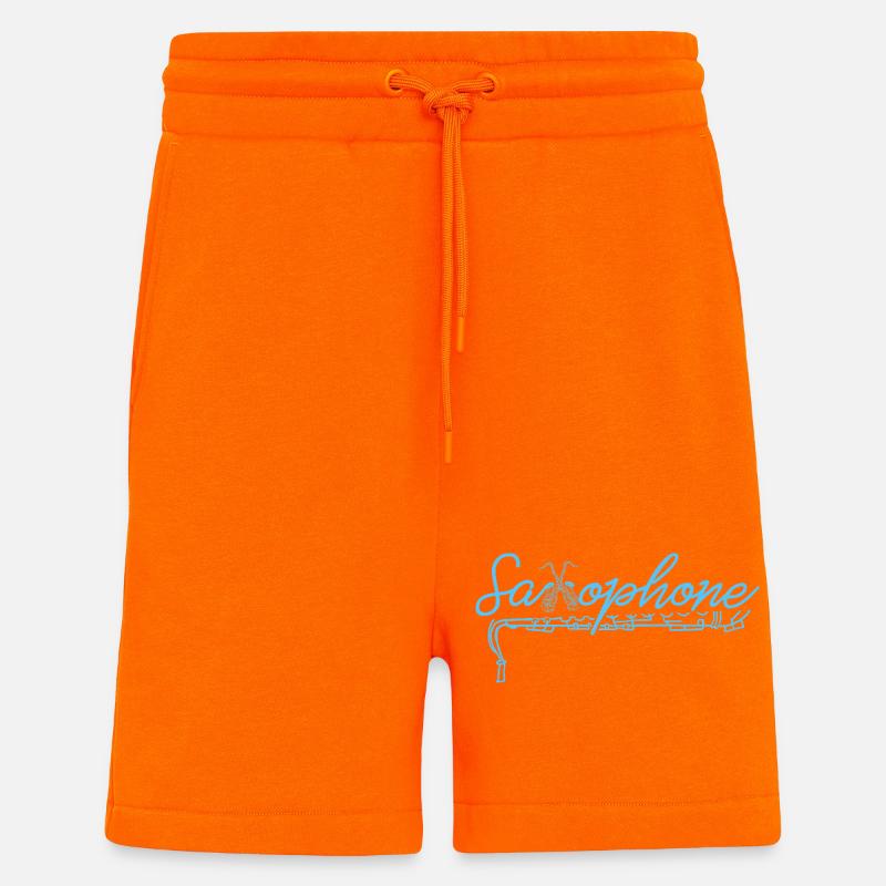 Saxophone Word-Art Jazz Script - Shorts - made by SPREAD - SUNSET ORANGE