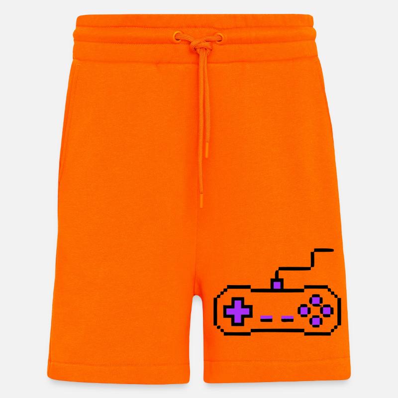 Joueur avec manette rétro - Short bio décontracté fabriqué en UE - SUNSET ORANGE