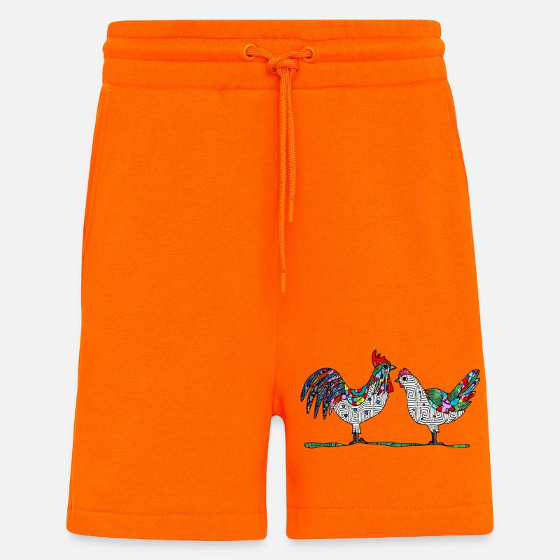 Coq et poule - Short bio décontracté fabriqué en UE - SUNSET ORANGE