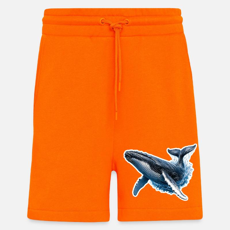 Springender Buckelwal – Dynamische Meeres-Illustra - Shorts - made by SPREAD - SUNSET ORANGE