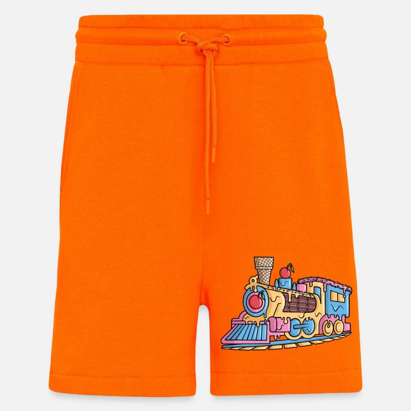 Dampflok Eiscreme Modelleisenbahn Eisenbahn - Shorts - made by SPREAD - SUNSET ORANGE