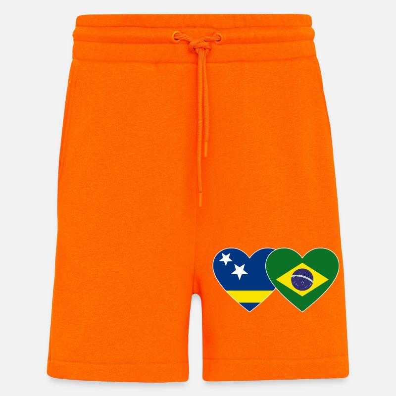 Curacao_Brasilien_Flagge_Herz - Short bio décontracté fabriqué en UE - SUNSET ORANGE