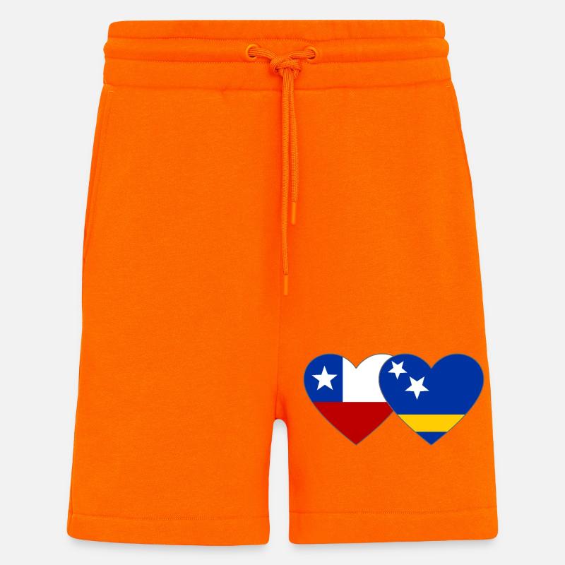 Chile_Curacao_Flagge_Herz - Short bio décontracté fabriqué en UE - SUNSET ORANGE