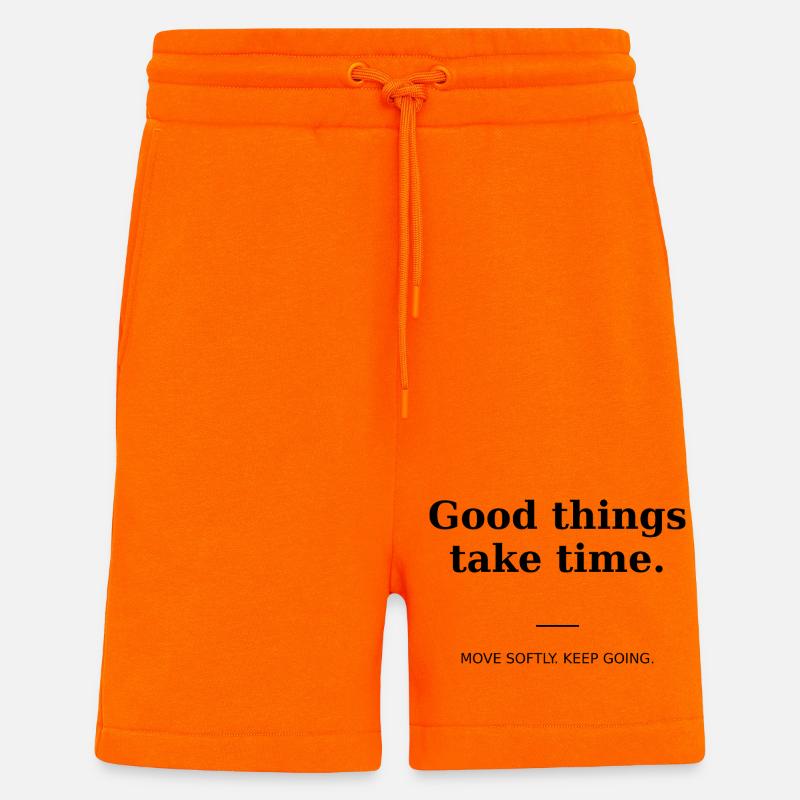 Good things take time - Short bio décontracté fabriqué en UE - SUNSET ORANGE