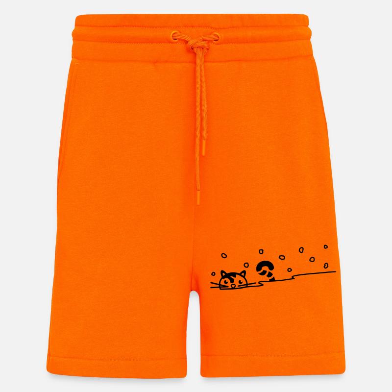 Chat mignon dans la neige - Short bio décontracté fabriqué en UE - SUNSET ORANGE