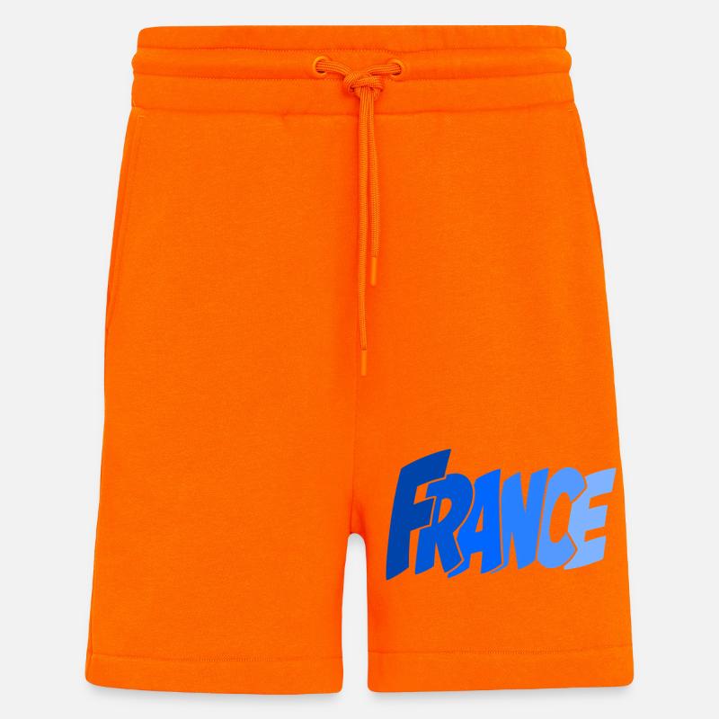 Lettrage rétro français - Short bio décontracté fabriqué en UE - SUNSET ORANGE