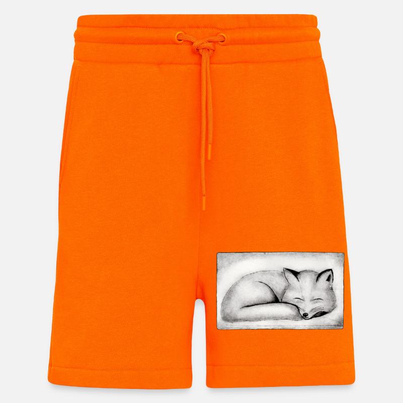 Sleeping Fox - Hand Carved Printable - Shorts - made by SPREAD - SUNSET ORANGE