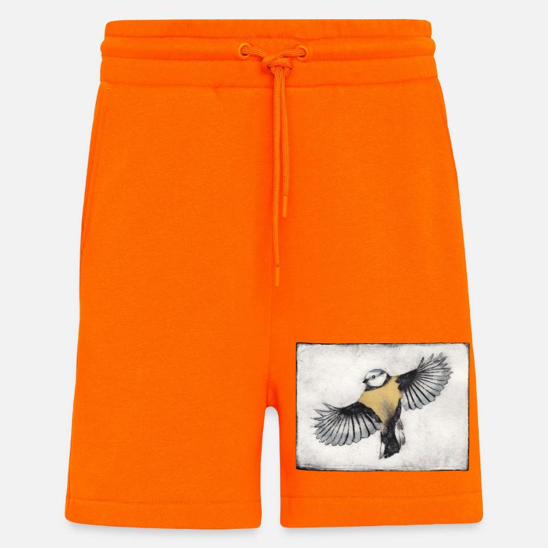 Vogel im Flug - handgeschnitzte Druckvorlage - Shorts - made by SPREAD - SUNSET ORANGE
