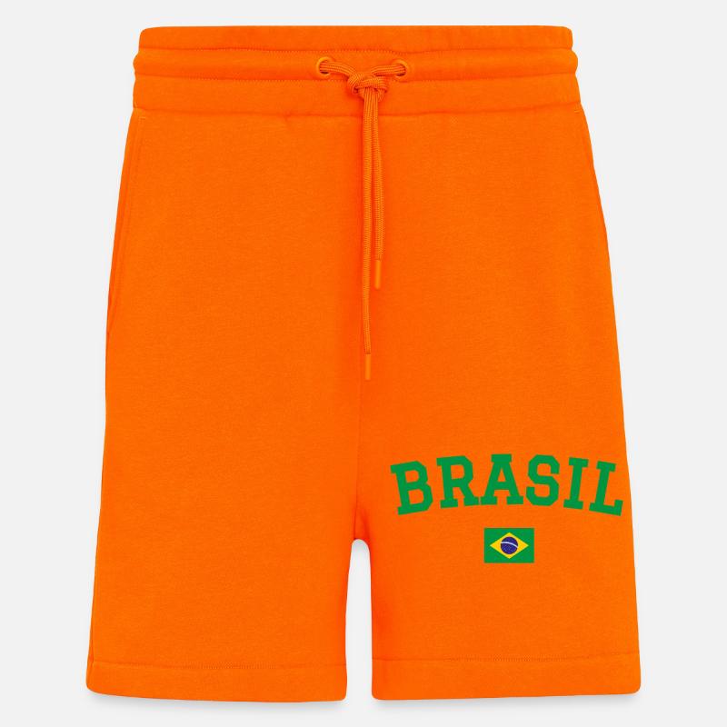 Drapeau du Brésil Conception Vert - Short bio décontracté fabriqué en UE - SUNSET ORANGE