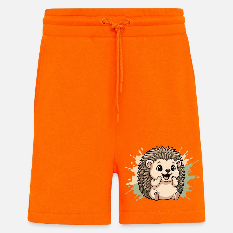 Cuddly hedgehog on pastel spritz - Shorts - made by SPREAD - SUNSET ORANGE