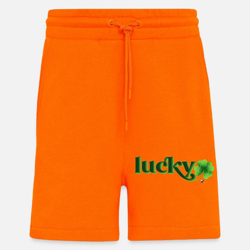 Vierblättrige Kleeblatt Abbildung mit Inschrift - Shorts - made by SPREAD - SUNSET ORANGE