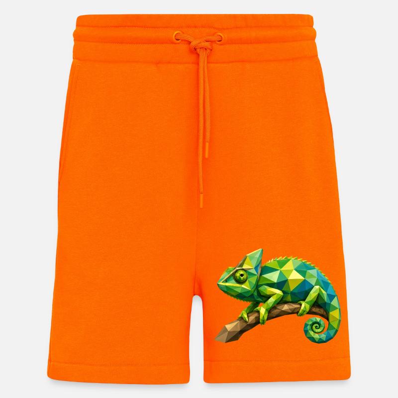 Geometric Chameleon Branch - Shorts - made by SPREAD - SUNSET ORANGE