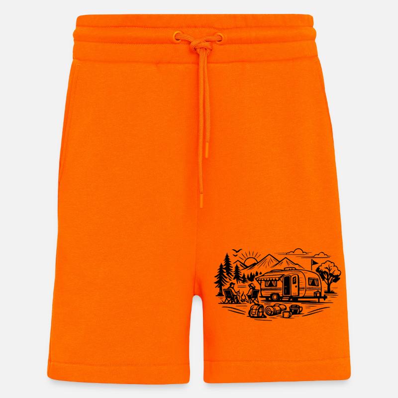 Camping Trailer Landscape - Shorts - made by SPREAD - SUNSET ORANGE