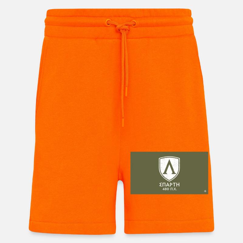 Bouclier spartiate 480 av. J.-C. - Short bio décontracté fabriqué en UE - SUNSET ORANGE