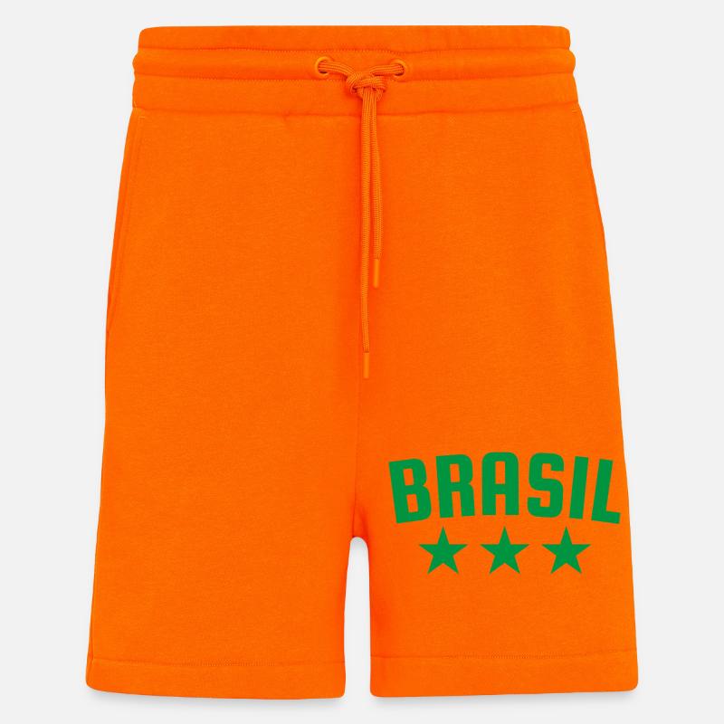 Brésil 3 étoiles Design Green - Short bio décontracté fabriqué en UE - SUNSET ORANGE