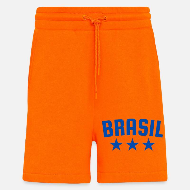 Brazil 3 Star Design Blue - Shorts - made by SPREAD - SUNSET ORANGE
