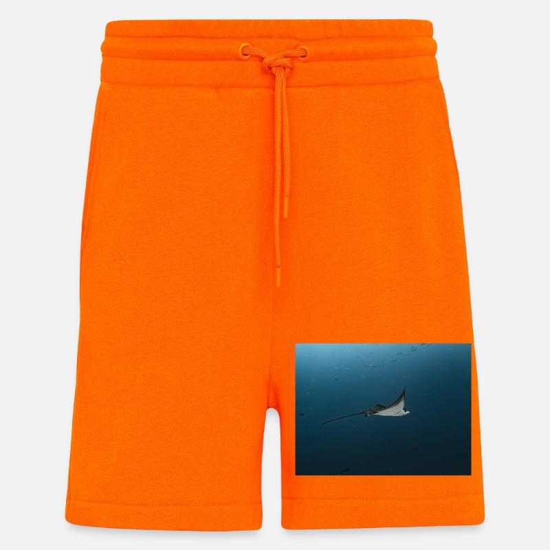 Manta Glide Over Ocean Abyss - Shorts - made by SPREAD - SUNSET ORANGE
