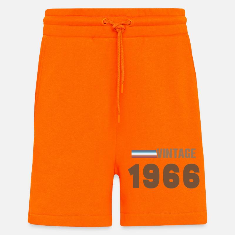 T-Shirt 60 Ans 1966 Script Manuscrit - Short bio décontracté fabriqué en UE - SUNSET ORANGE