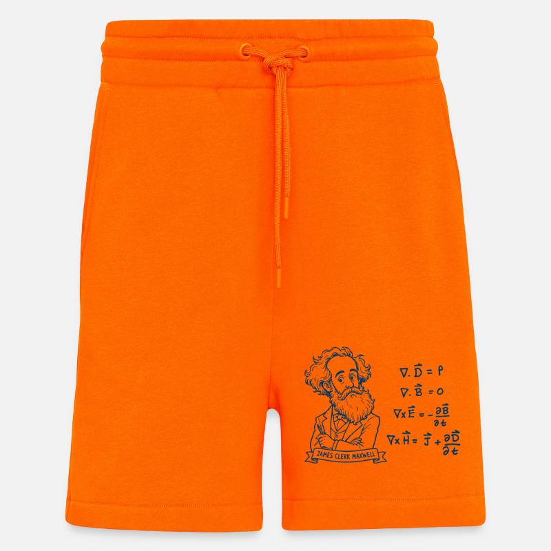Maxwell and equations in blue - Shorts - made by SPREAD - SUNSET ORANGE
