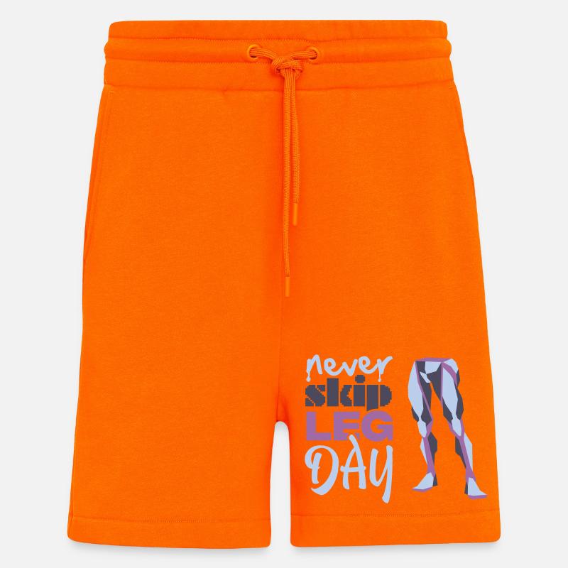 Never Skid Leg Day Graphic - Shorts - made by SPREAD - SUNSET ORANGE