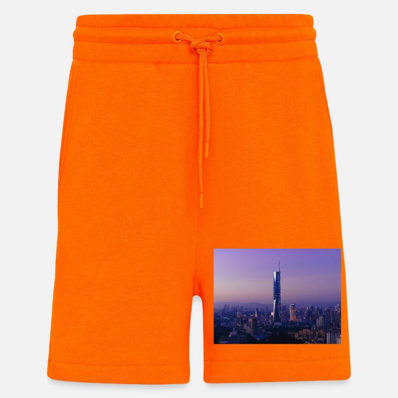 Silhouette du crépuscule avec flèche - Short bio décontracté fabriqué en UE - SUNSET ORANGE