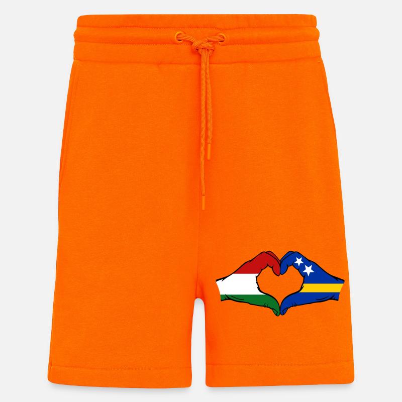 Ungarn_Curaçao_Flagge_Haende_Herzform - Short bio décontracté fabriqué en UE - SUNSET ORANGE