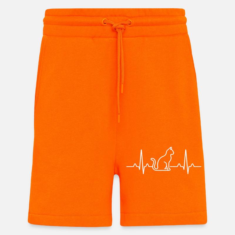 ECG de chat - Short bio décontracté fabriqué en UE - SUNSET ORANGE