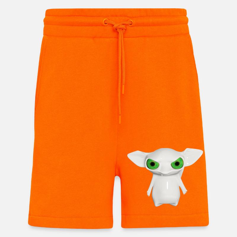 Extraterrestre blanc aux yeux brillants - Short bio décontracté fabriqué en UE - SUNSET ORANGE