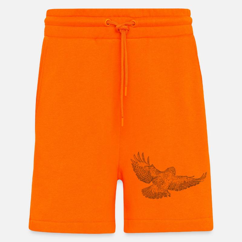 Mäusebussard, Greifvogel gezeichnet (stilisiert) - Shorts - made by SPREAD - SUNSET ORANGE