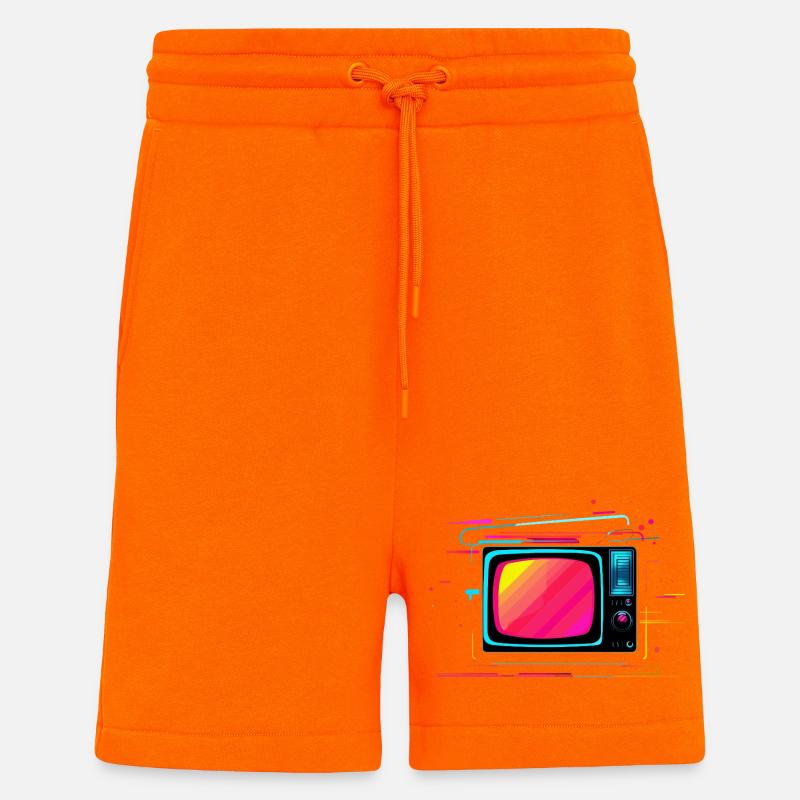 TV Synthwave - Short bio décontracté fabriqué en UE - SUNSET ORANGE