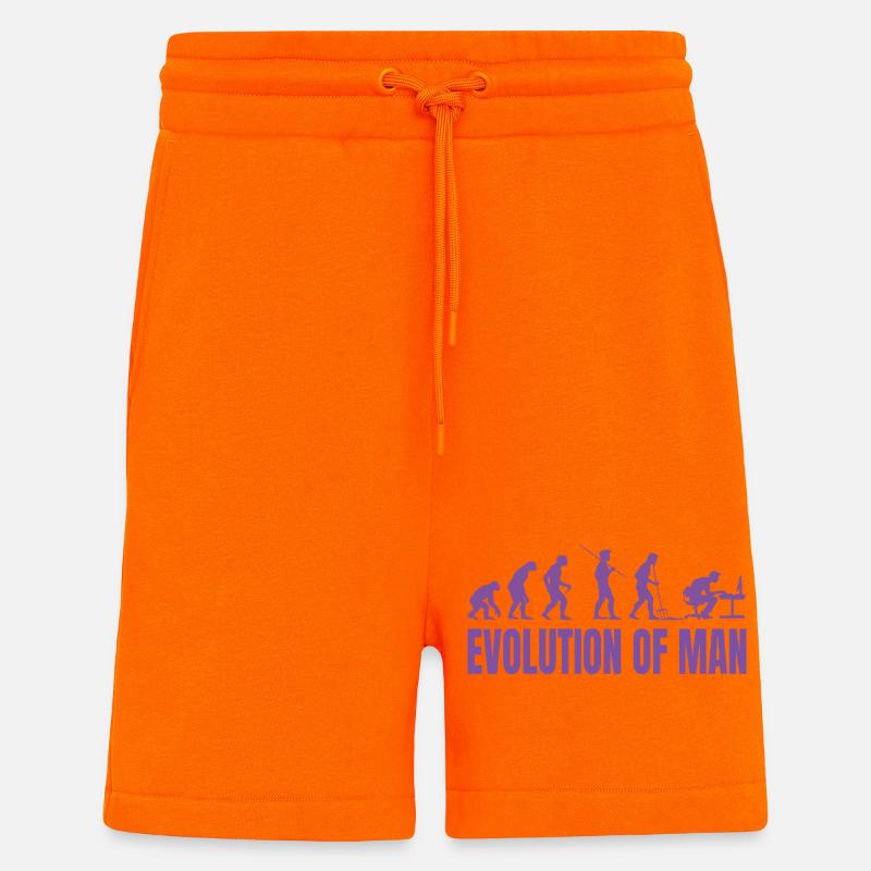 Programmeur Computer Freak Evolution Rétro - Short bio décontracté fabriqué en UE - SUNSET ORANGE