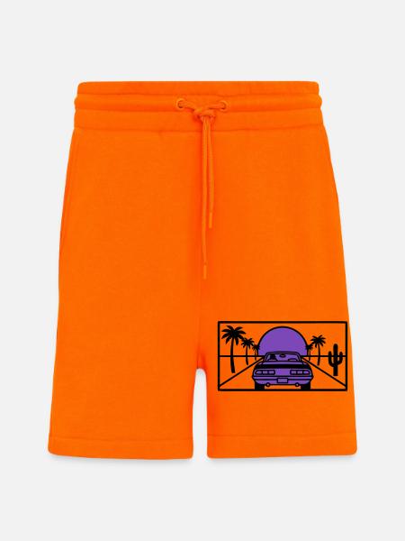 Night Driving Highway Graphic - Shorts - made by SPREAD - SUNSET ORANGE