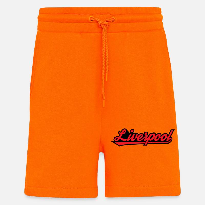 Liverpool Script on Black - Shorts - made by SPREAD - SUNSET ORANGE