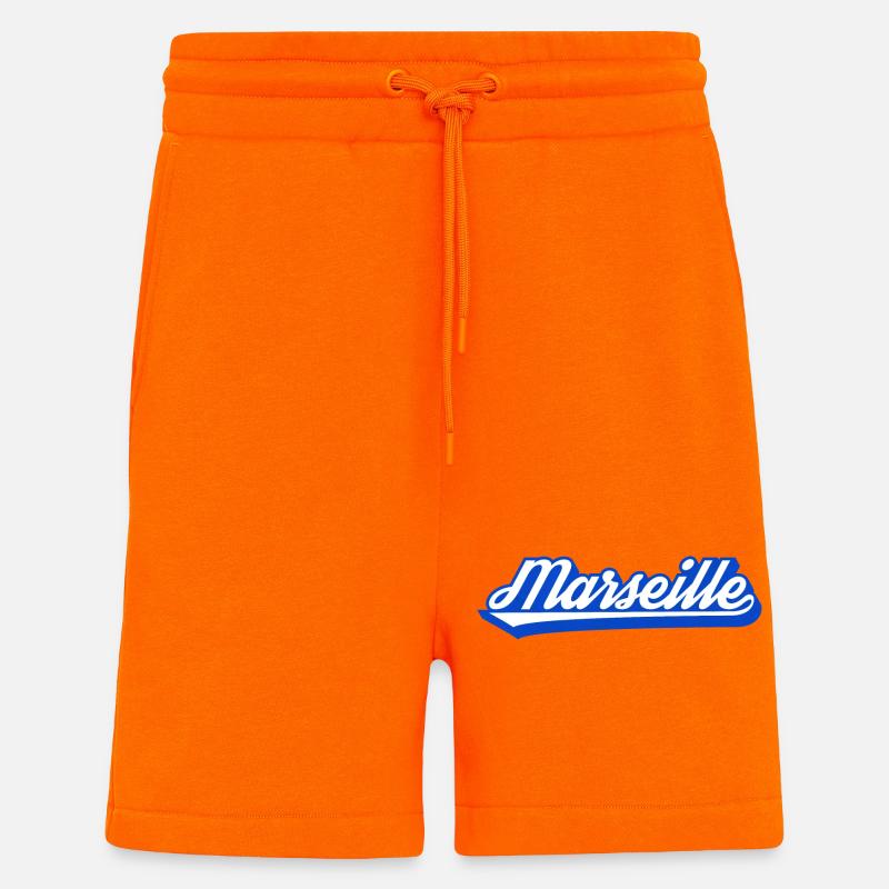 Marseille Retro Blue Script - Shorts - made by SPREAD - SUNSET ORANGE