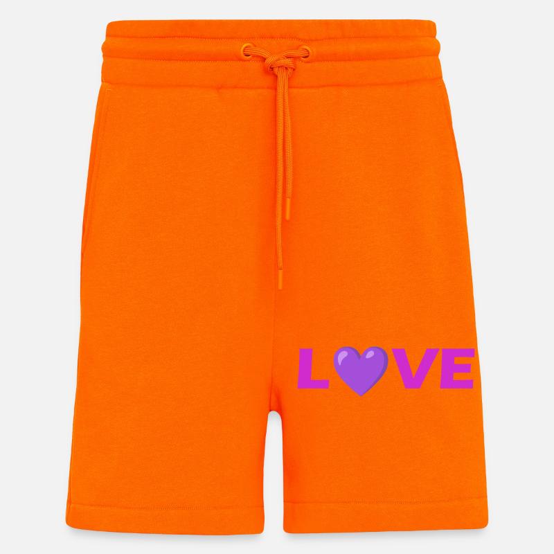Conception de typographie de cœur d’amour - Short bio décontracté fabriqué en UE - SUNSET ORANGE