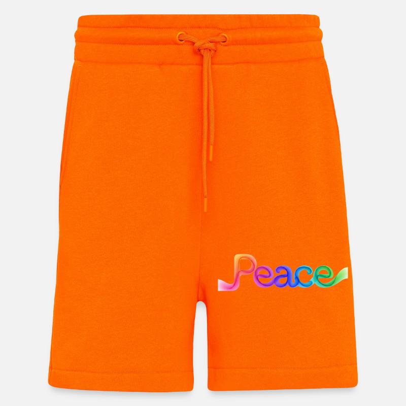 Farbige Peace-Schrift im Pfeildesign - Shorts - made by SPREAD - SUNSET ORANGE