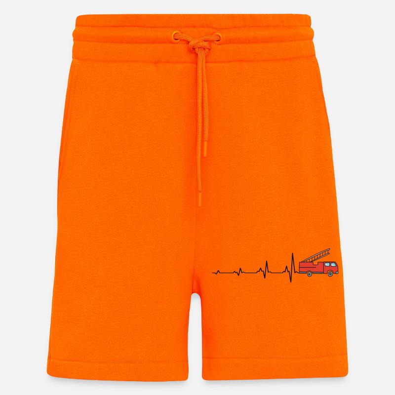 Fire Brigade Heartbeat Firefighter Fire Truck - Shorts - made by SPREAD - SUNSET ORANGE