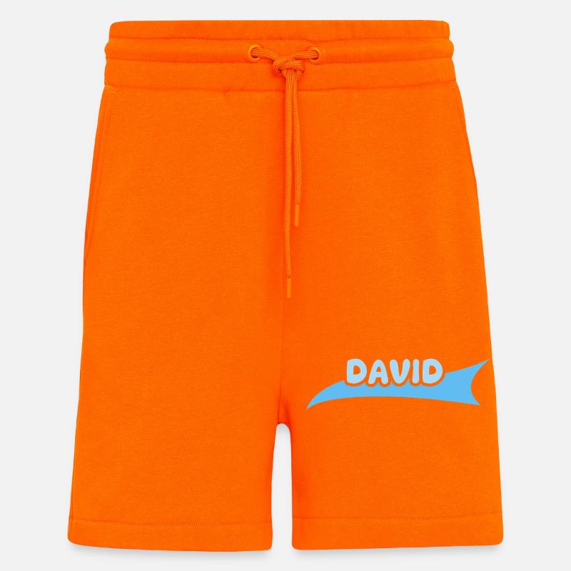Prénom David - Short bio décontracté fabriqué en UE - SUNSET ORANGE