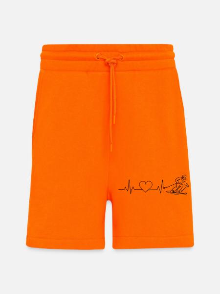 Skiing Love Pulse Heartbeat - Shorts - made by SPREAD - SUNSET ORANGE