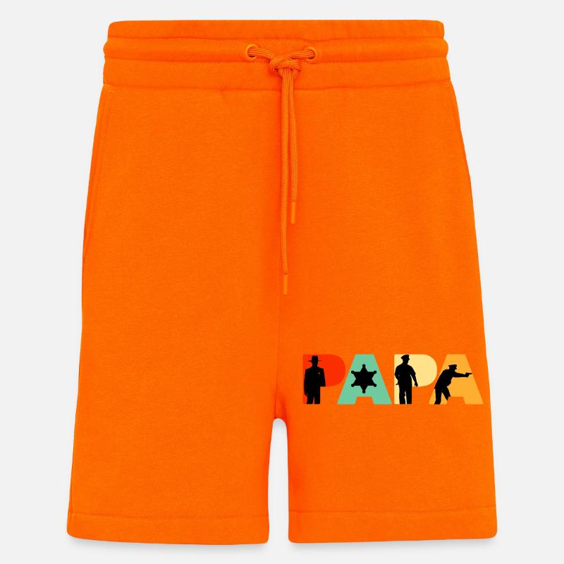 Papa Sheriff Polizeibeamter Polizeigeschenk - Shorts - made by SPREAD - SUNSET ORANGE