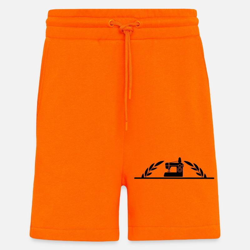 Sewing machine with half laurel wreath - Shorts - made by SPREAD - SUNSET ORANGE