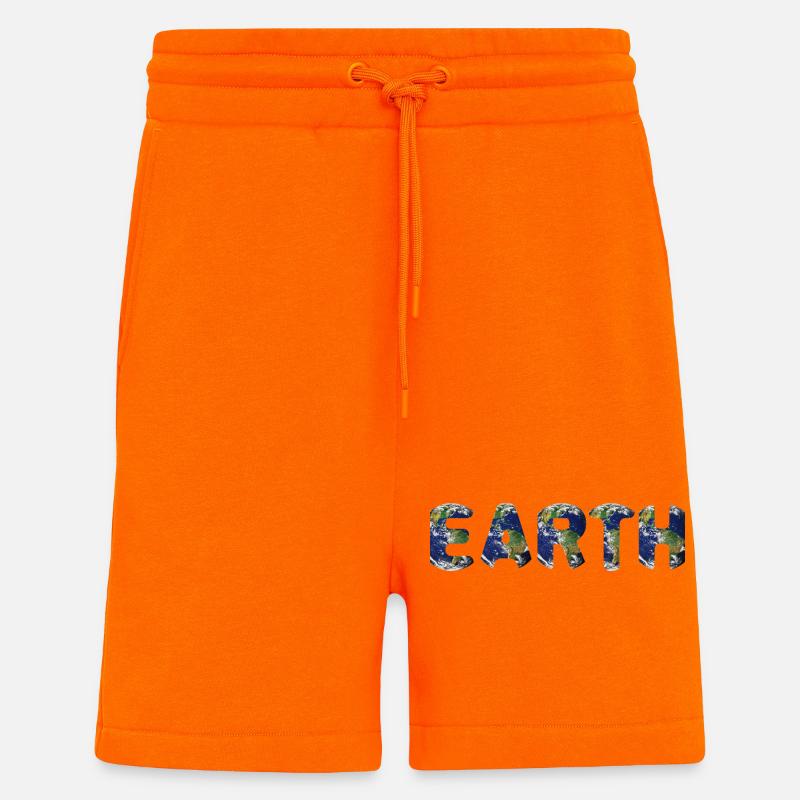 Vibrant Earth Globe Pattern - Shorts - made by SPREAD - SUNSET ORANGE