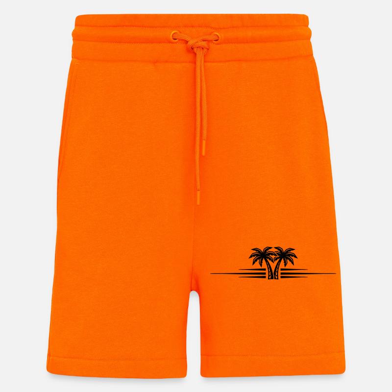 Ligne d’icônes Palmier - Short bio décontracté fabriqué en UE - SUNSET ORANGE
