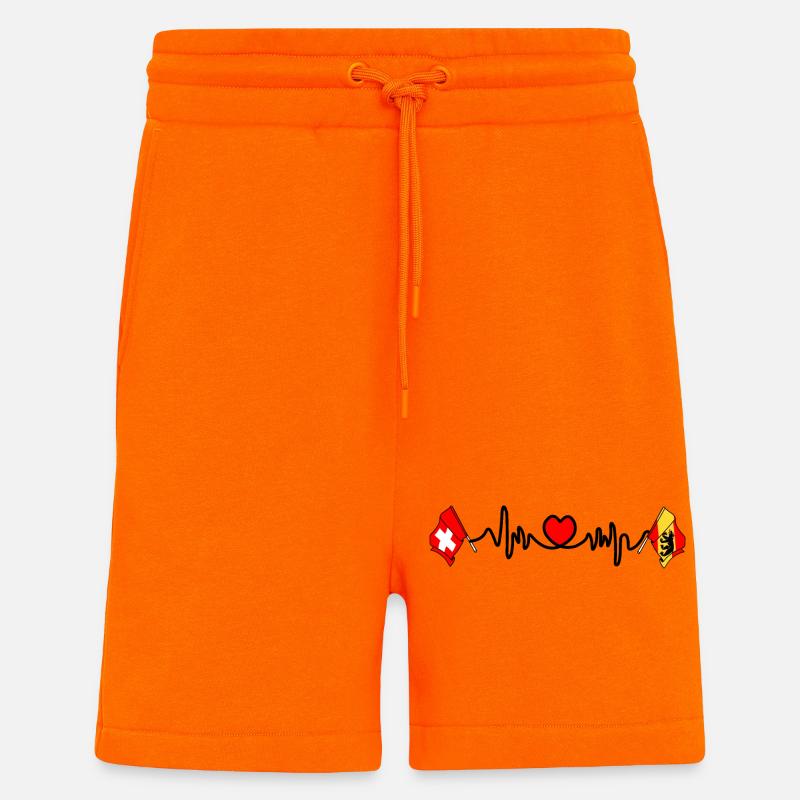 Cardio heart Drapeau Suisse, drapeau Berne - Short bio décontracté fabriqué en UE - SUNSET ORANGE