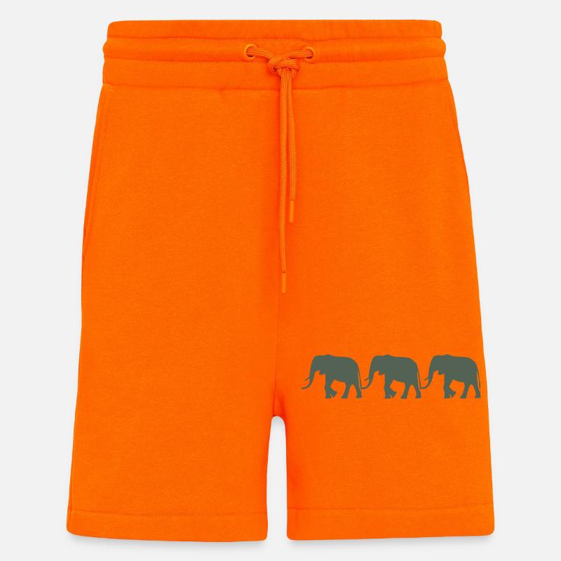 Éléphants - Short bio décontracté fabriqué en UE - SUNSET ORANGE