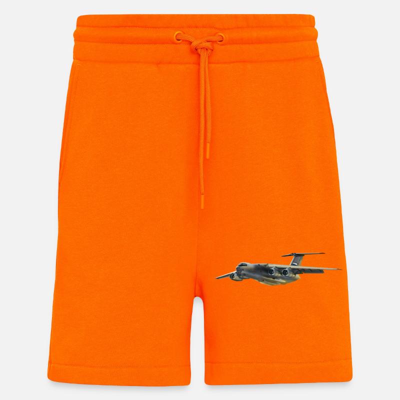 Silhouette d’avion cargo en gris - Short bio décontracté fabriqué en UE - SUNSET ORANGE